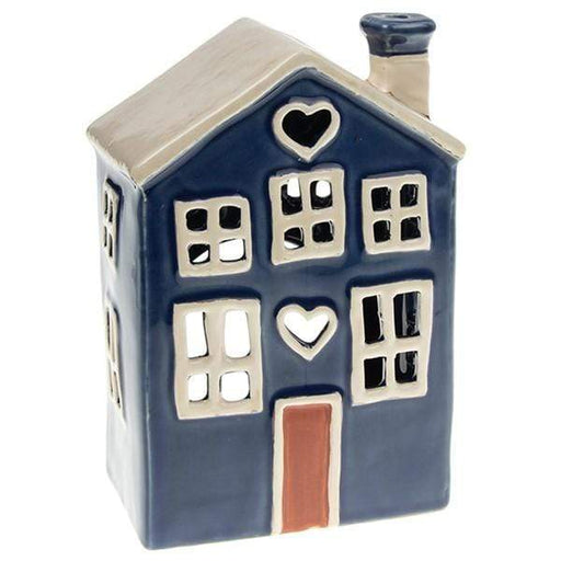 Joe Davies Tealight Holder Village Pottery Heart House Tealight Blue 310752