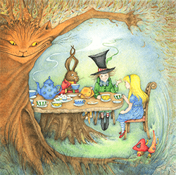 Moongazer Cards Greeting Card The Mad Hatter's Tea Party Card A-184