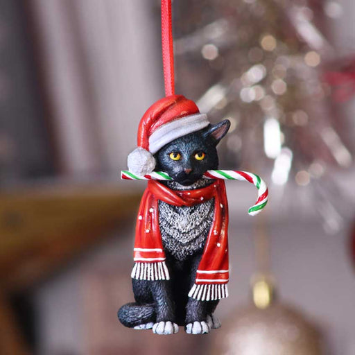 Nemesis Now Candy Cane Cat Hanign Ornament
