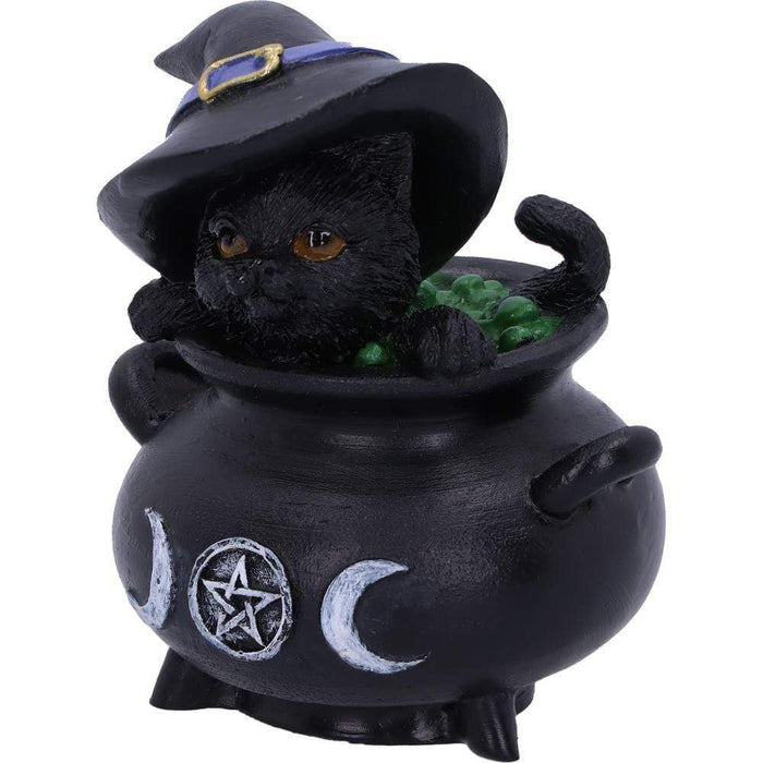 Nemesis Now Cat Figurine Hubble and Bubble Witches Familiar Black Cat and Cauldron Figurines U5480T1