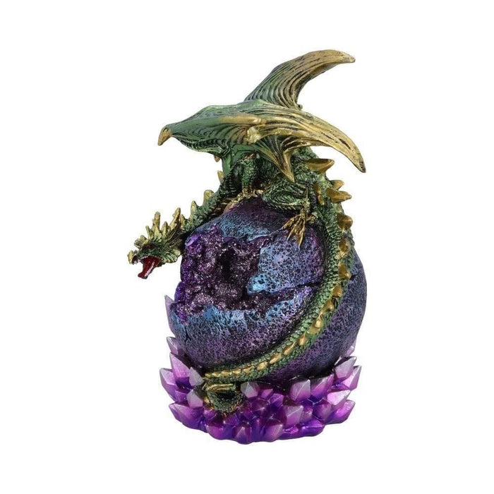 Nemesis Now Dragon Figurine Guardian of the Glow Green Dragon Purple Geode Crystal Figurine U5430T1