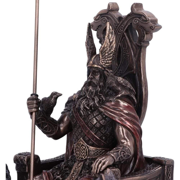 Nemesis Now Ornament Odin All Father Wolves and Throne Bronze Figurine D5516T1
