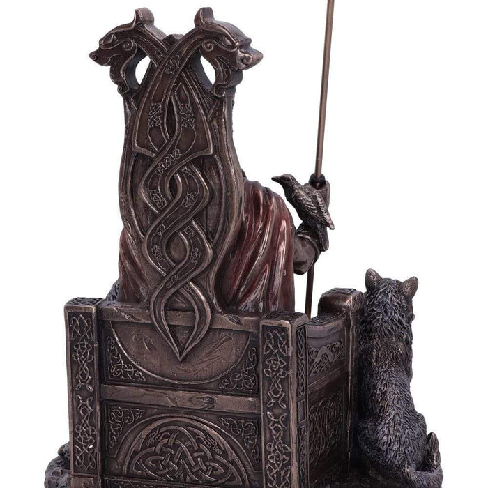 Nemesis Now Ornament Odin All Father Wolves and Throne Bronze Figurine D5516T1