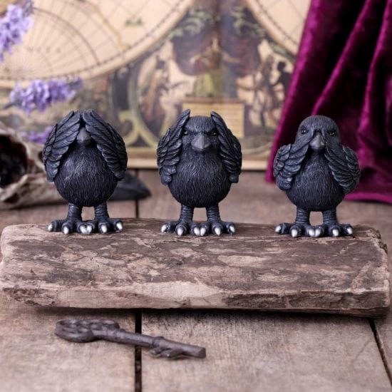 Nemesis Now raven Three Wise Ravens Figurines 8.7cm B6023V2