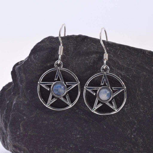 Seventh Sense Silver Jewellery Pentagram Moonstone Solid 925 Sterling Silver Earrings E454