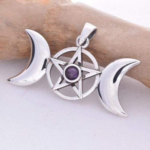 Seventh Sense Silver Jewellery Triple Moon Solid 925 Sterling Silver pendant P400