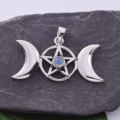 Seventh Sense Silver Jewellery Triple Moon Solid 925 Sterling Silver Pendant P493