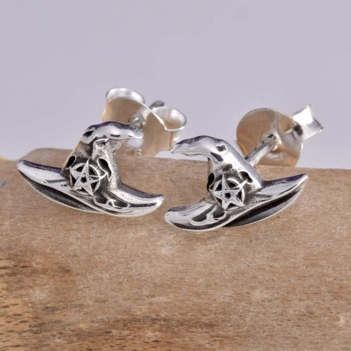 Seventh Sense Silver Jewellery Witches Hat Solid 925 Sterling Silver Stud Earrings S525