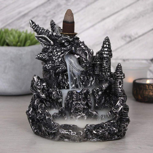 Something Different Wholesale Backflow Burner Silver Dragon Backflow Incense Cone Burner With Light BF-21628