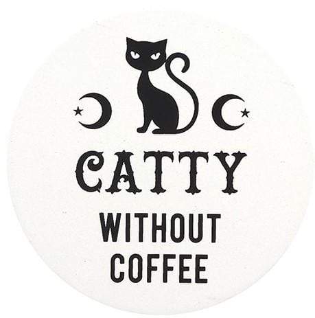 Something Different Wholesale Coasters Catty Without Coffee Black Magic Witchy Coasters FI_39631