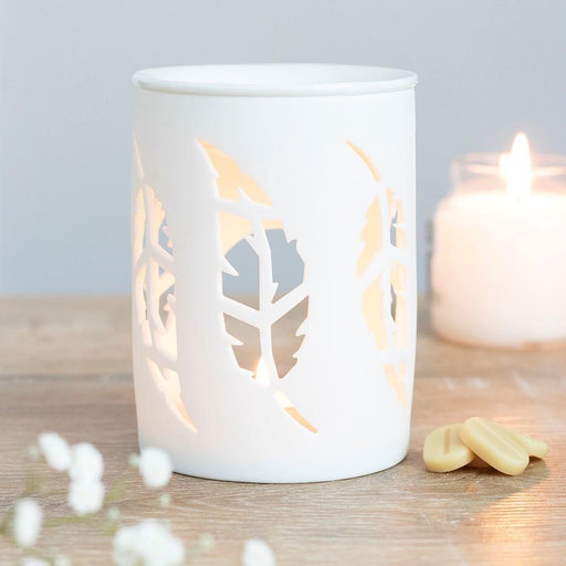 Something Different Wholesale Oil burner White Feather Cut Out Oil Burner OB_34530