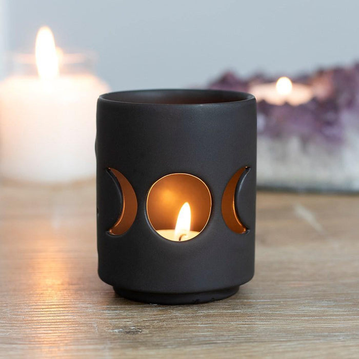 Something Different Wholesale Tealight Holder Small Black Triple Moon Cut Out Tealight Holder CH_36030