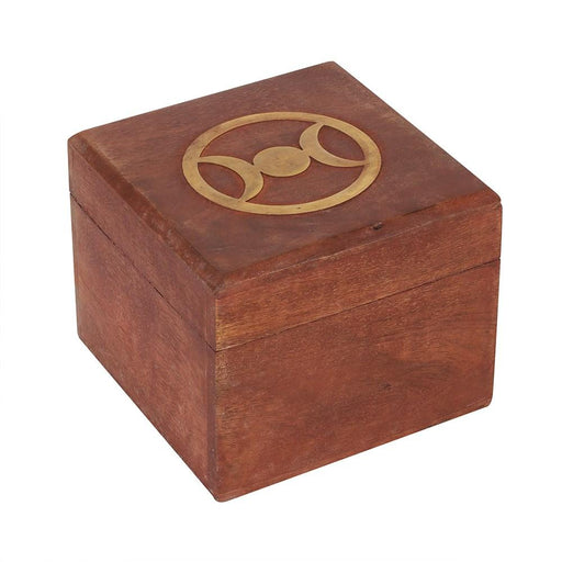 Something Different Wholesale Trinket Box Triple Moon Brass Inlay Wooden Box GW_23330