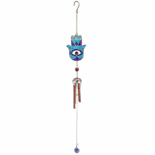 Something Different Wholesale Windchime Blue Hand of Hamsa Windchime WC_26730