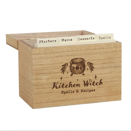 Something Different Wholesale Wood Kitchen Witch Wooden Recipe Box KW_42622