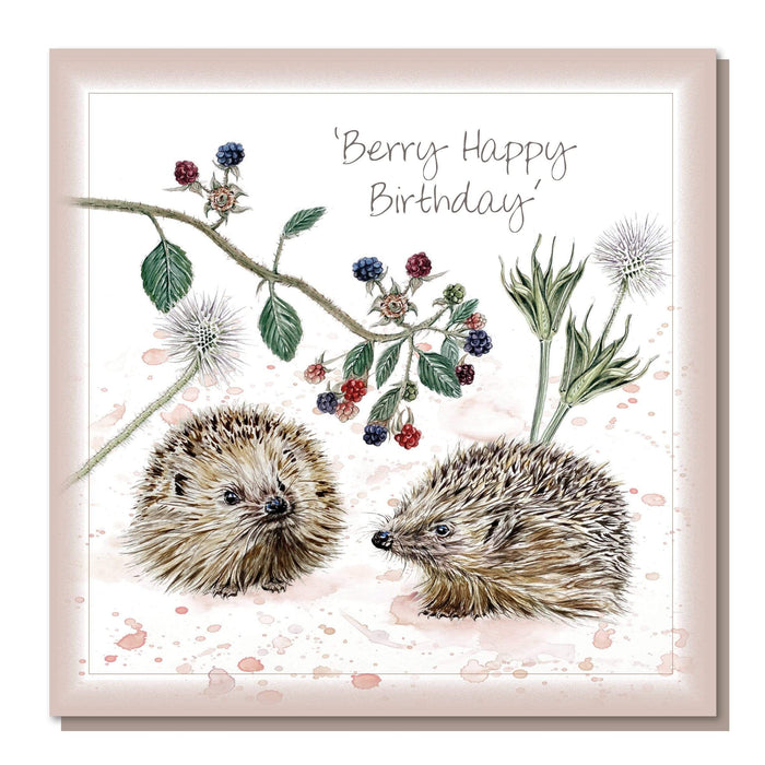 Sweet Design Birthday Card Hedgehogs & Berries Card SEC054