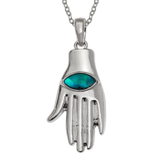 TALBOT FASHIONS LLP Jewellery Blue Paua Hamsa Hand Of Fatima Necklace TJ587