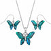 TALBOT FASHIONS LLP Jewellery Blue Paua Shell Butterfly Necklace & Earring TJ035
