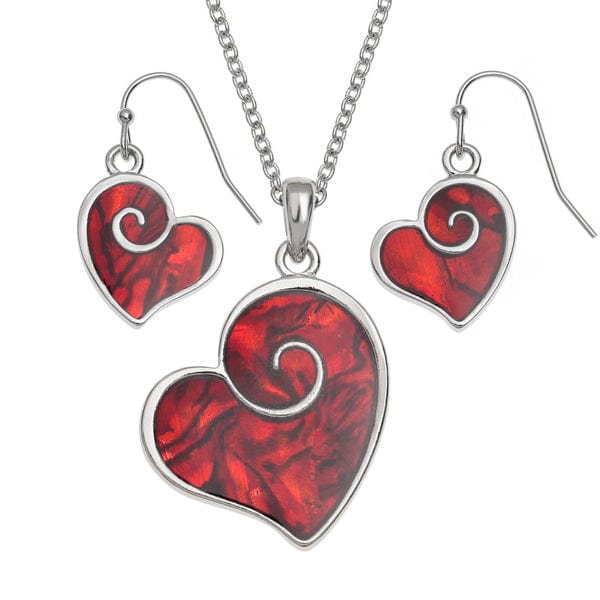TALBOT FASHIONS LLP Jewellery Heart Swirl Paua Shell Necklace & Earring Set TJ680