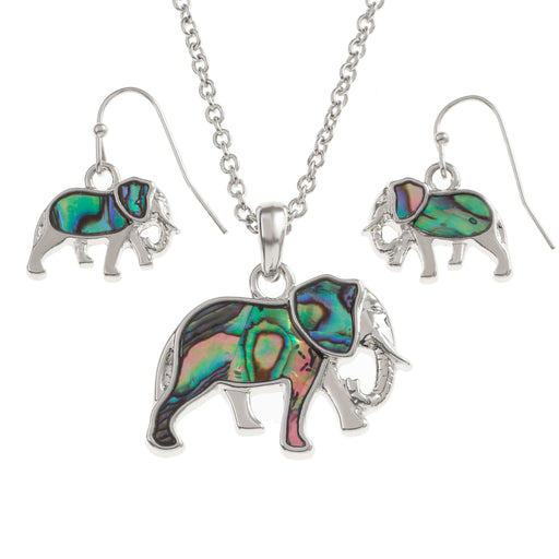 TALBOT FASHIONS LLP Jewellery Paua Elephant Necklace & Earrings TJ111