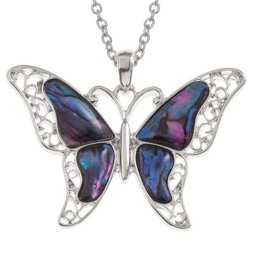 TALBOT FASHIONS LLP Jewellery Purple Paua Shell Butterfly Necklace TJ024