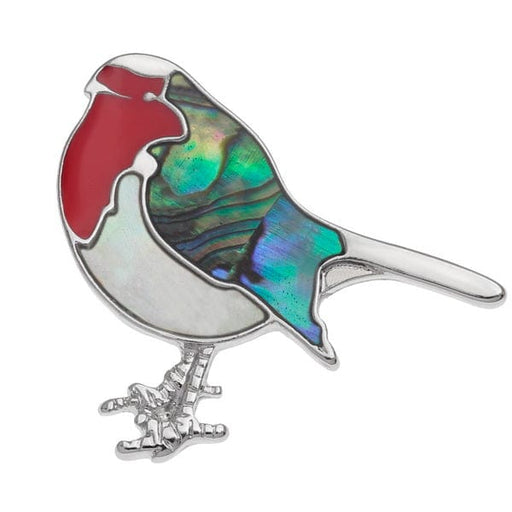 TALBOT FASHIONS LLP Jewelry Paua Shell & Mother Of Pearl Robin Pin badge TJ363