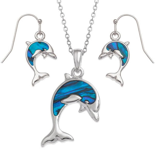 TALBOT FASHIONS LLP Jewelry Sets Paua Shell Dolphin Necklace & Earrings TJ806