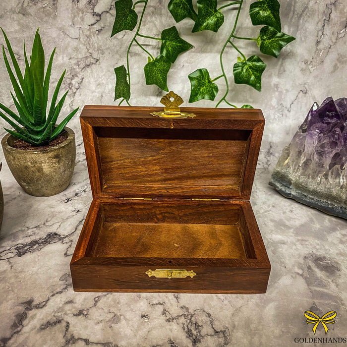 Verma Enterprises Trinket Box Day And Night Wooden Box With Brass Inlay NF-1837
