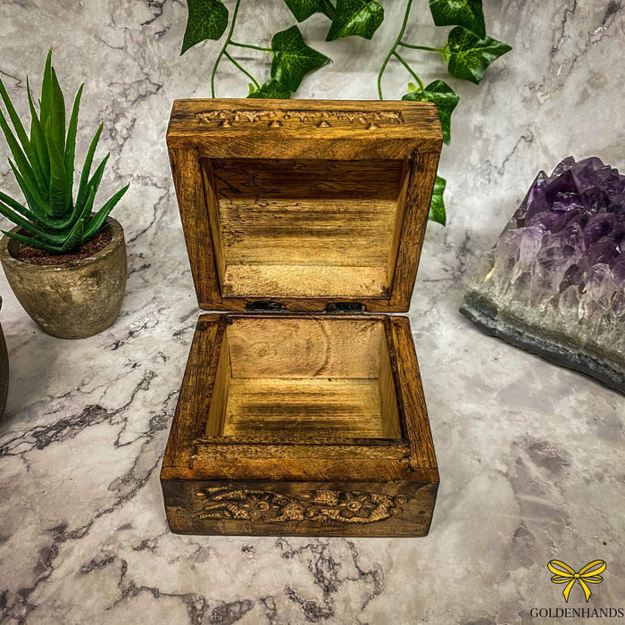 Verma Enterprises Trinket Box Om Wooden Box With Brass Inlay MH-499