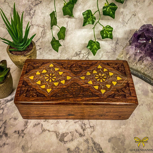 Verma Enterprises Trinket Box Vine Wooden Box With Brass Inlay CC-5264