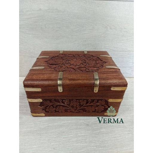 Verma Enterprises Wood 1670 CC INLAID BOX 6.5 X 5.5" 1670 CC