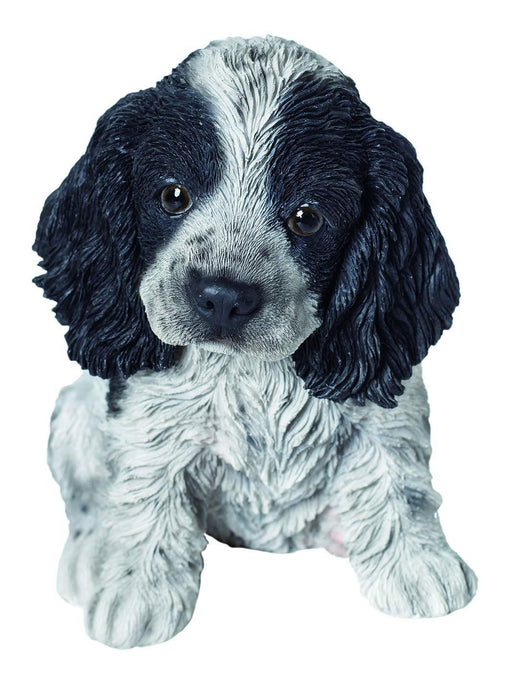 Vivid Arts Puppy Figurine Black And White Cocker Spaniel Puppy Pet Pals Home or Garden Decoration PP-CKBK-F