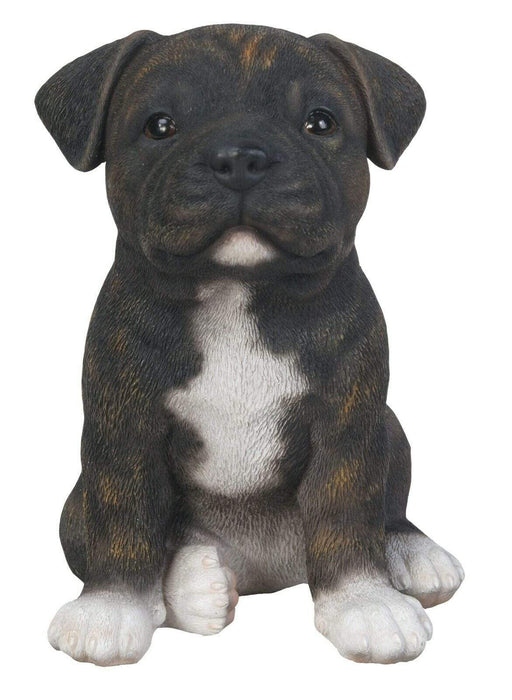 Vivid Arts Puppy Figurine Brindle Staffordshire Puppy Pet Pals Home or Garden Decoration PP-STF4-F