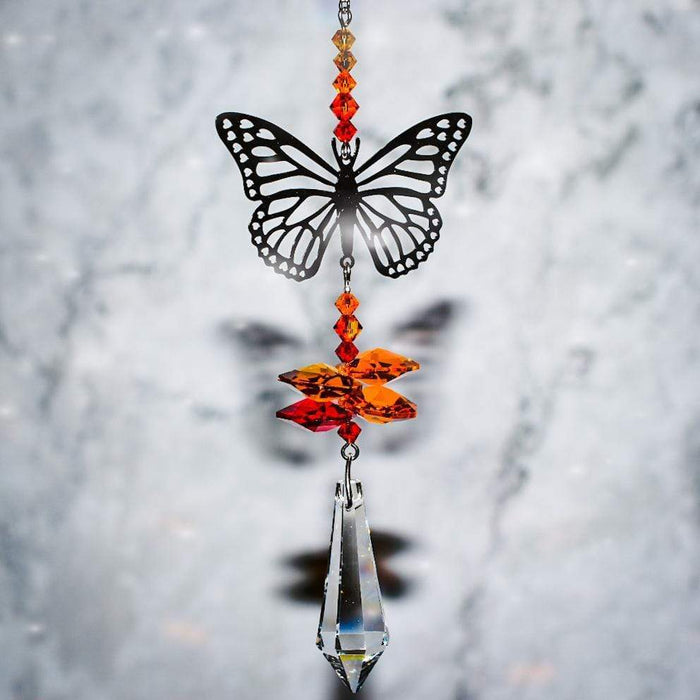 Wild Things Hanging Crystal Monarch Butterfly Hanging Crystal Fantasy Rainbow Maker with Swarovski® Crystal 8061-MON-SUN