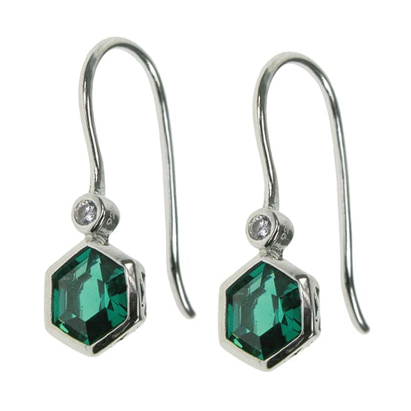 Zilver Designs Jewellery Emerald Hexagon Earrings SE4658