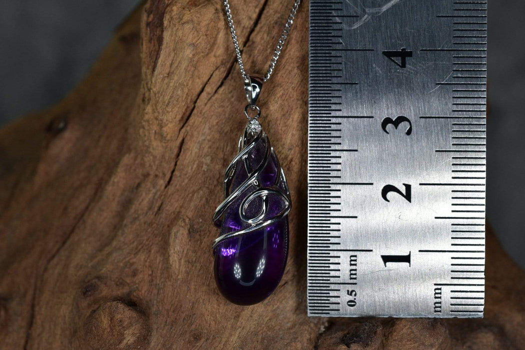 Zilver Designs Silver Jewellery Amethyst Free Form Wire Wrap Solid 925 Sterling Silver Pendant SP4469