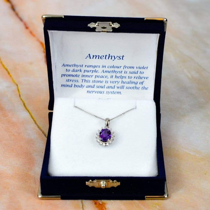 Zilver Designs Silver Jewellery Amethyst in CZ cluster Solid 925 Sterling Silver Pendant P4295
