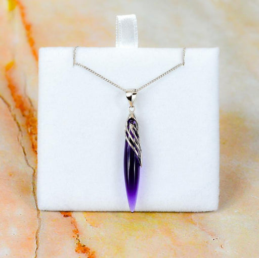 Zilver Designs Silver Jewellery Amethyst Long Point Silver Wrap Solid 925 Sterling Silver Pendant SP4475