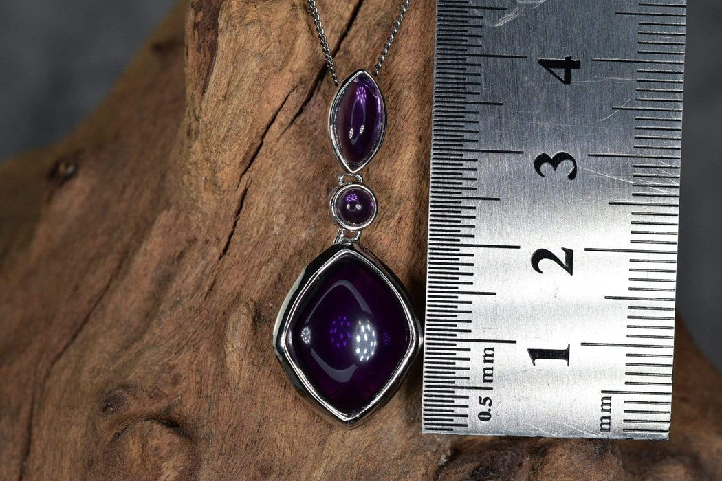 Zilver Designs Silver Jewellery Amethyst Rhombus Solid 925 Sterling Silver Pendant SP4472