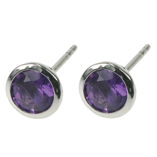 Zilver Designs Silver Jewellery Amethyst Small Circle Studs SE4698