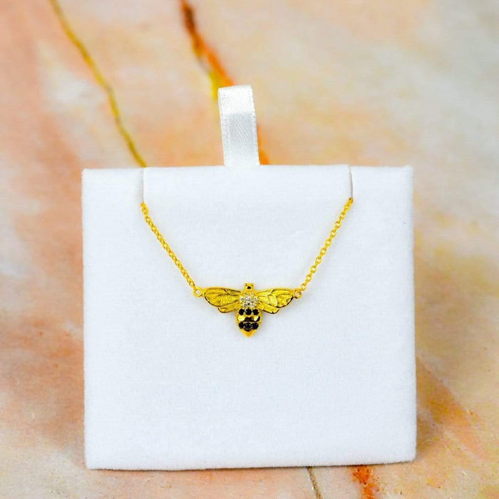 Zilver Designs Silver Jewellery Bee with 18 Karat Gold Plate Detail over Solid 925 Sterling Silver Necklace