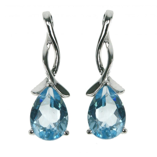 Zilver Designs Silver Jewellery Blue Topaz Facet Drop Twist Stud Earrings SE4169