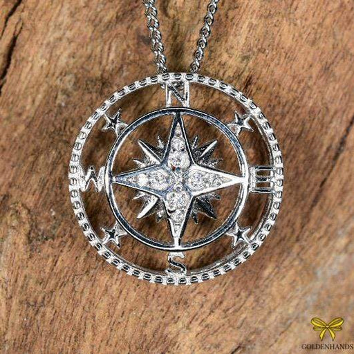 Zilver Designs Silver Jewellery Compass Solid 925 Sterling Silver Pendant SP4404