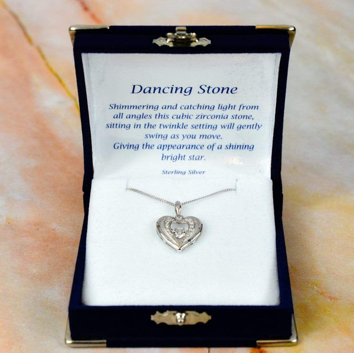 Zilver Designs Silver Jewellery Dancing Stone Heart Solid 925 Sterling Silver Pendant SP4121