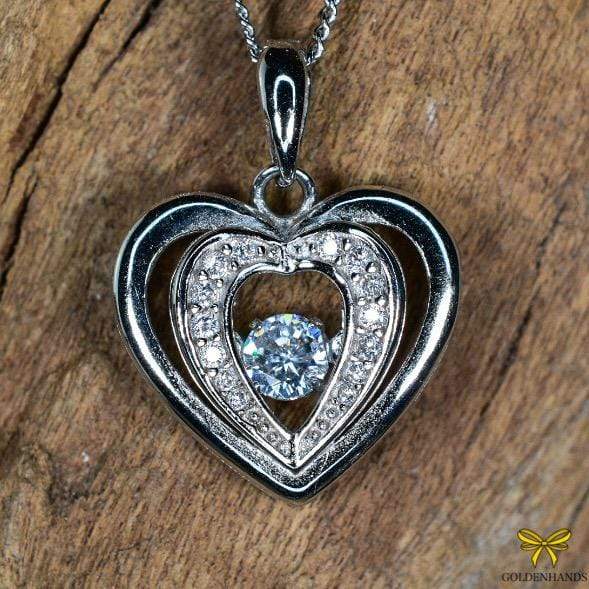 Zilver Designs Silver Jewellery Dancing Stone Heart Solid 925 Sterling Silver Pendant SP4121