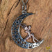 Zilver Designs Silver Jewellery Fairy on Half Moon Rose Gold Plated Solid 925 Sterling Silver Pendant SP4263
