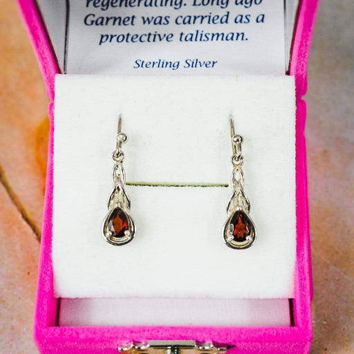 Zilver Designs Silver Jewellery Garnet Pear Facet Solid 925 Sterling Silver Hook Earrings SE4138
