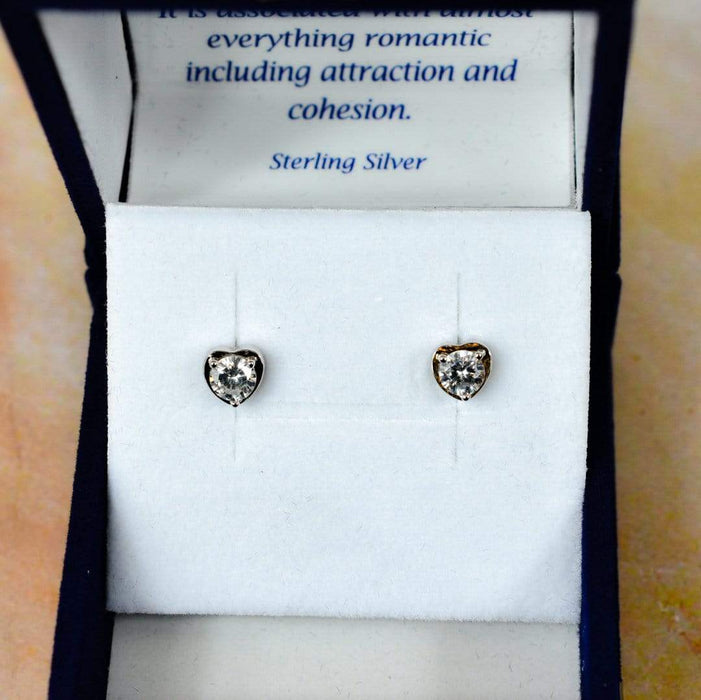 Zilver Designs Silver Jewellery Heart Crystal Cubic Zirconia Solid 925 Sterling Silver Stud Earrings E4352