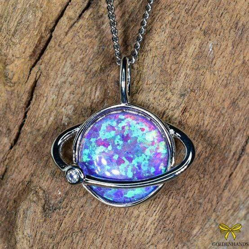 Zilver Designs Silver Jewellery Lavender Opal Saturn Solid 925 Sterling Silver Pendant SP4439