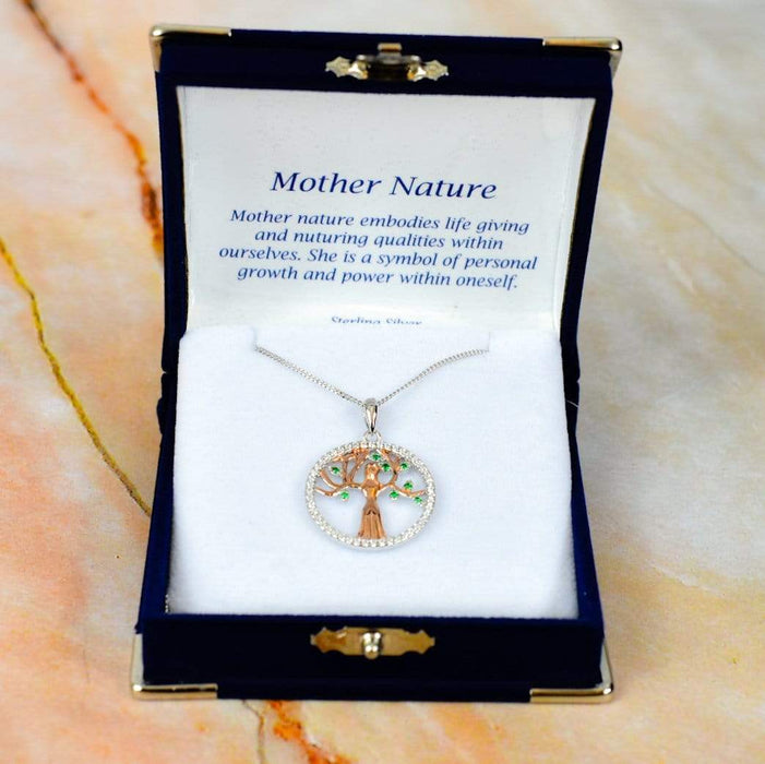 Zilver Designs Silver Jewellery Mother Earth With Cubic Zirconia Detailing Rose Gold Plated Solid 925 Sterling Silver Pendant SP4338